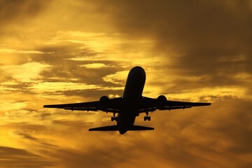 airplane at sunset