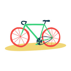 Flat vector illustration of a men's bicycle. Rent a bicycle for a healthy and ecological lifestyle. 