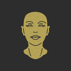 Antique monument bust face of bold beautiful woman decorative design grunge texture vector