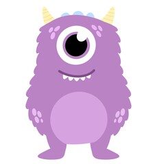 Cute little monster on a white background. Children's poster