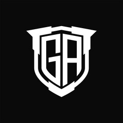 GA Logo monogram letter with shield shape design - obrazy, fototapety, plakaty