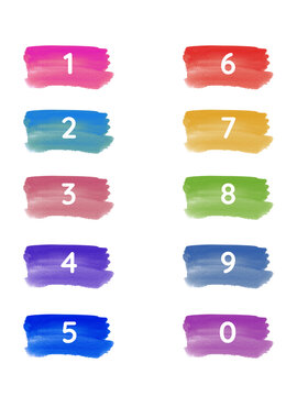 Set of colorful labels with numbers