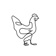 Fototapeta na wymiar Vector minimal design, abstract and creative line art rooster, chicken and cock logo.