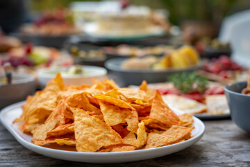 Party Buffet Food Table Healthy Meal Concept.