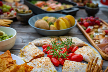 Party Buffet Food Table Healthy Meal Concept.