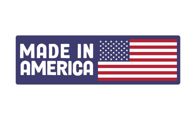 Made in America badge. United States patriotic symbol. American label. USA emblem.