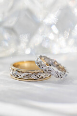 luxury wedding ring for bride and groom that have lots of small diamond on it. Wedding Rings