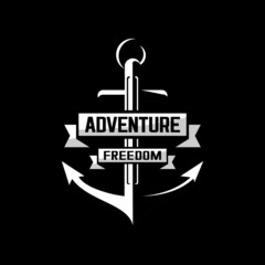 anchor and ribbon logo vector