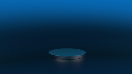 metallic golden podium blue dark background geometric shape 3d rendering