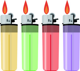 Plastic Lighter fire Vector Illustrator 