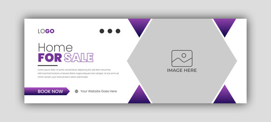 Real estate web banner and social media facebook cover template
