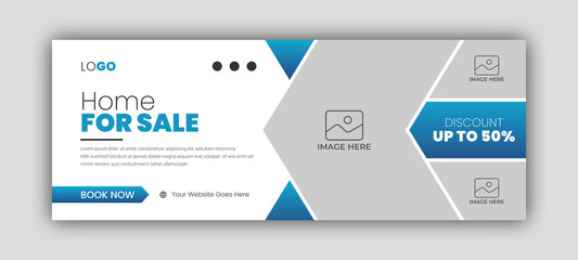 Real estate web banner and social media facebook cover template