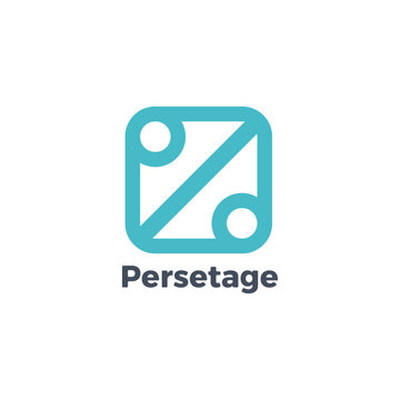 Percentage icon logo for mathematics or Phisic. Math logo with persent icon in the cube vector illustration.
