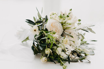 Beautiful wedding bouquet on isolated white background. High quality photo, natural light...