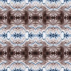 Dark indigo blue bandana style tie dye print pattern. Seamless ethnic silk home decor design with a masculine color tile. For modern vintage cushion, pillow and boho fashion repeat print.