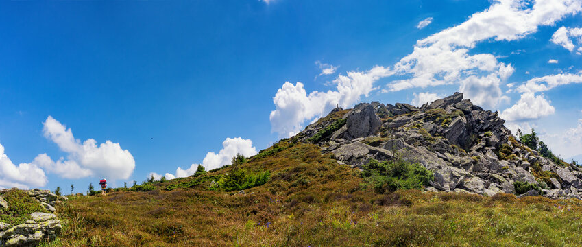Rocks near Mount Pikuy, a popular tourist peak in the Carpathians.