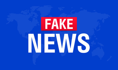Fake news live on world map background. Business technology fake news background. Vector
