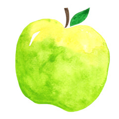 Green apple watercolor illustration for decoration on food and agriculture concept.