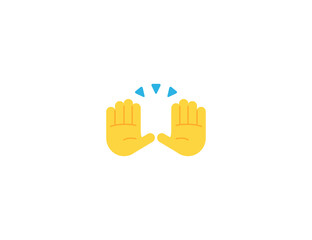 Raising Hands Gesture Emoticon. Vector Raising Hands Emoji