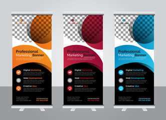 Corporate roll up banner design template