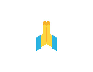 Folded Hands Gesture Emoticon. Vector Folded Hands Emoji