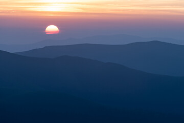 Summer sunrise in Parang Mountains, Romania