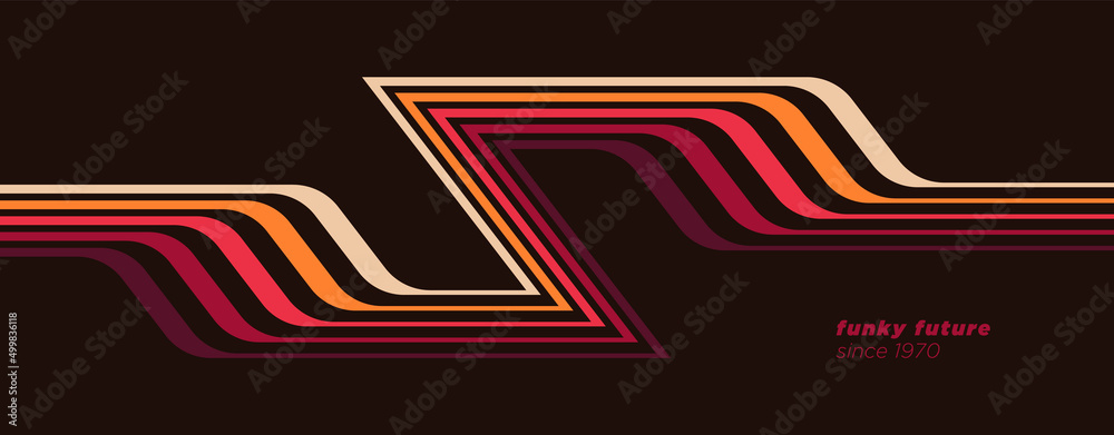 Fototapete modish technology background design in retro futuristic style with colorful lines. vector illustrati