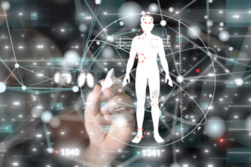 medical on hospital background, medical technology network concept