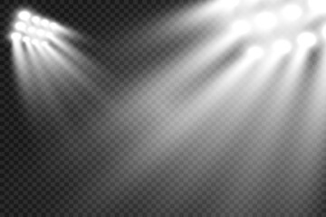 White scene on with spotlights. Vector illustration.