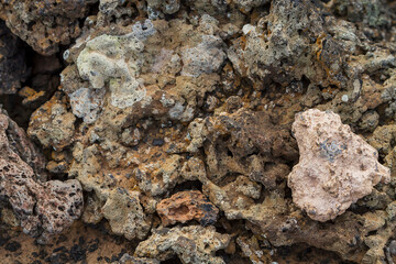 Landscape of a coastal path in the natural park of Timanfaya, Lanzarote