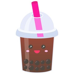 Cold cocoa, Bubble tea vector illustration