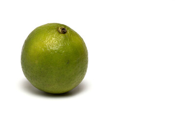 closeup ripe fresh green lime white background