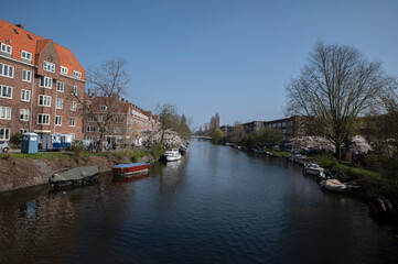 Fototapeta na wymiar View From The Gerard Revebrug Bridge At Amsterdam The Netherlands 24-3-2022