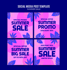 Happy Summer Sale Web Banner for Social Media Square Poster, banner, space area and background