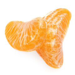  Sweet Mandarine oranges fruit or tangerine  pieces isolated on white background. Ripe clementine .