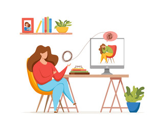 Psychology therapy online counseling vector concept.