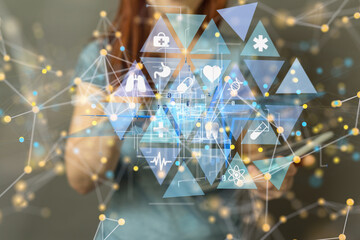 Neural network 3D illustration. Big data and cybersecurity