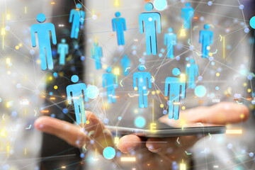 Global network. Blockchain. 3D illustration. Neural networks and artificial intelligence. Abstract
