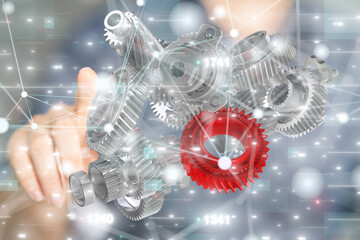 gear Futuristic in Industry 4.0 and business virtual diagram