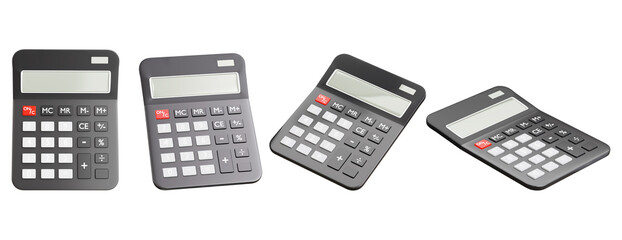 3d render of electronics calculator on white background,with clipping path. - obrazy, fototapety, plakaty