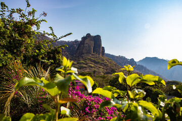 Vista del cerro del Tepozteco en semana santa, Tepoztlan, Morelos.