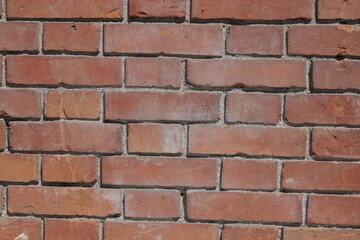 backsteinmauer aus roten ziegelsteinen von fassade