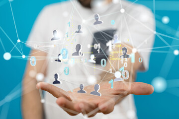 Global network. Blockchain. 3D illustration. Neural networks and artificial intelligence. Abstract  3d