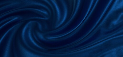 Blue wavy shapes on a black background. 3d trendy modern background.