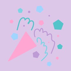 Party Popper. Exploding festive Popper with confetti. The element of celebrating a new year, birthday and any holiday. Flapper for celebration decoration design emoji. Flat icon. Party confetti.