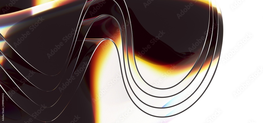 Poster 3d fluid shapes with holographic effect
