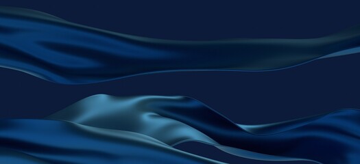 3D render abstract background of smooth lines of spline blue waves