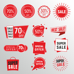Set of stickers, sale labels. Shopping stickers and badges for merchandise and promotion, special offer, new collection, discount. 