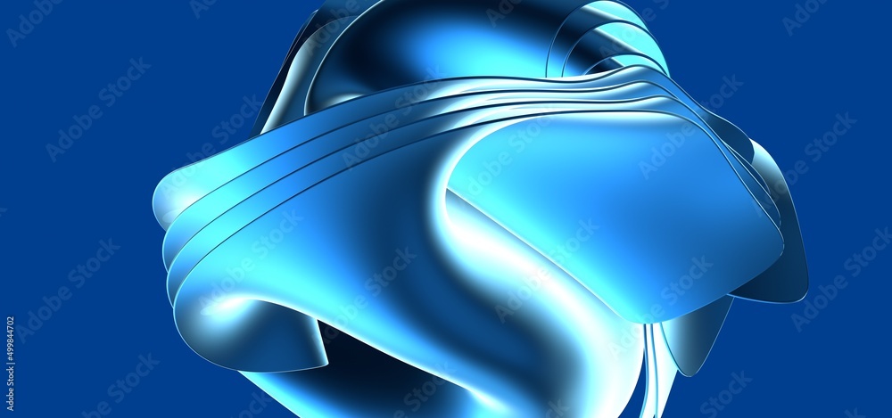 Poster abstract blue waves background.3d rendering.