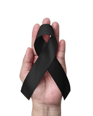 Black Ribbon for Melanoma awareness, skin cancer prevention, and mourning for death loss of victims...